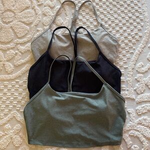 Old Navy Cloud+ Longline Sports Bras Large Blue Green Gray Racerback Lot of 3